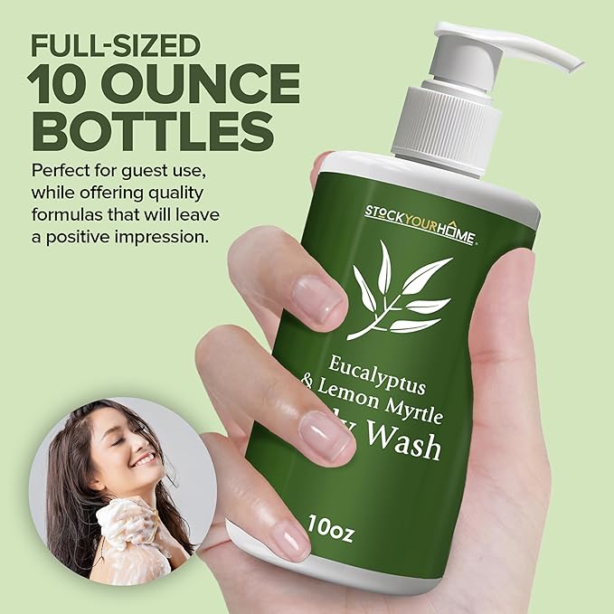 Shower Essentials Set for Men and Women, Includes 10 oz Body Wash, Shampoo, and Conditioner, Hydrating & Nourishing Shampoo Conditioner Body Wash Set, guest bathroom toiletries, for Hotels