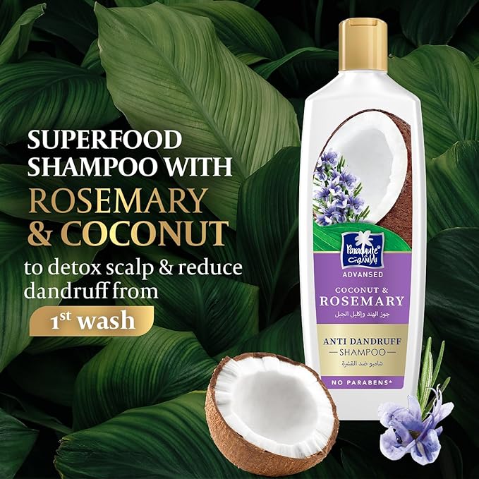 Parachute Advansed Anti-Dandruff Rosemary Shampoo with Coconut | Nourishes Hair & Detoxes Scalp | 11.4 Fl oz | Pack of 2