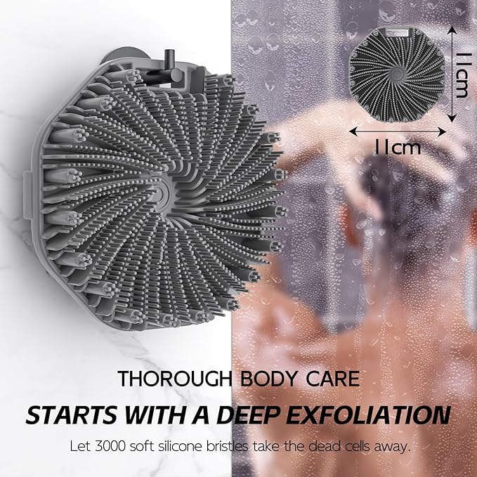 Silicone Body Scrubber, Exfoliating Body Wash Scrubbers Exfoliator, Shower Body Brush for Effective Showering Exfoliation and Gentle Massage (Gray)