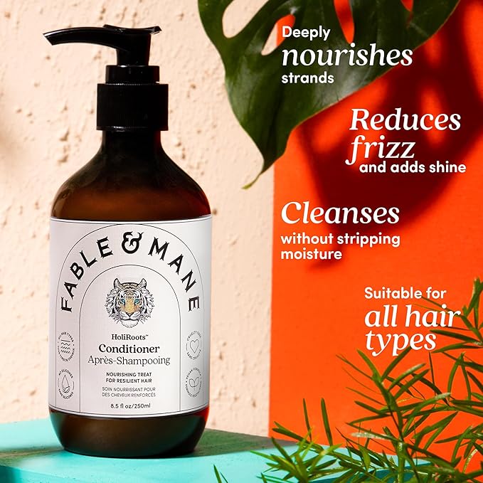 Fable & Mane HoliRoots Hydrating Shampoo & Coconut Oil Conditioner - Genuine Fable and Mane 8.5 FL oz