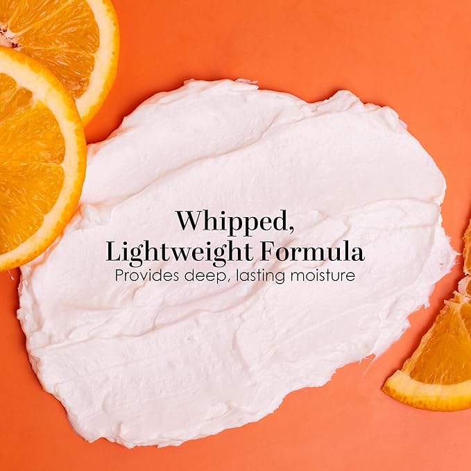 Sweet Orange Body Butter - Raw Shea Butter with Jojoba Oil, Orange Vanilla Body Lotion Scented with Essential Oils, No Synthetic Fragrances, Full Body Moisturizer for Dry Skin