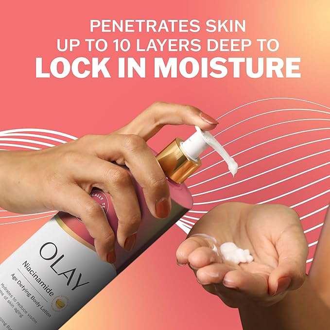 Olay Body Lotion for Women, Age Defying with Niacinamide Serum, Visibly Reduce Signs of Skin Aging, 24hr Moisture & Hydration, Fast Absorbing Formula, Vitamin B3 Complex, For All Skin Types, 17 fl oz