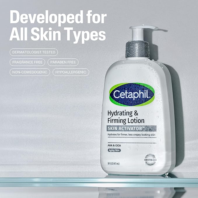 Cetaphil Skin Activator Hydrating & Firming Body Lotion 16oz, Mandelic Acid (AHA) and Centella Asiatica (CICA) Body Moisturizer, Hydrates and Firms Aging Skin, Anti-Aging Body Care