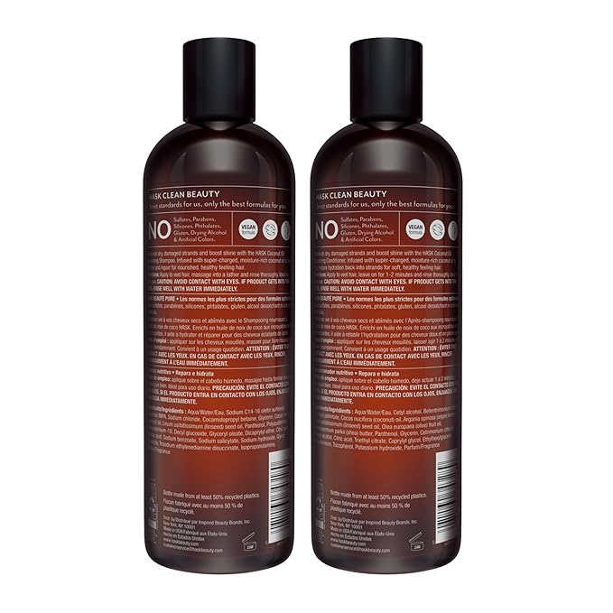 HASK Coconut Nourishing Shampoo + Conditioner Set | For All Hair Types, Sulfate-Free, Paraben-Free, Gluten-Free, Cruelty-Free, Color Safe