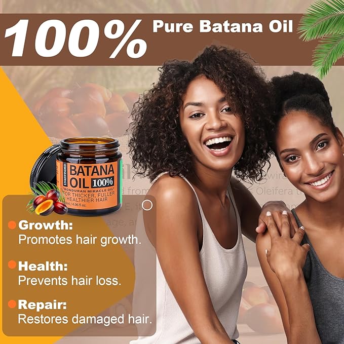 Raw Batana Oil for Hair Growth Dr Sebi, 100% Pure Organic Batana Hair Mask from Honduras, Wild Growth Hair Oil, Scalp Oil Promotes Hair Thickness, Prevents Loss for Men & Women, 4.06 fl oz (1 Pack)