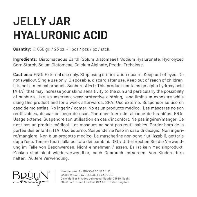 BRÜUN Peel-Off Hyaluronic AC Jelly Mask for Face Care – A 23 fl oz Rubber Mask Jar for 30 to 35 Treatments – A Skin Care Moisturizing Gel Mask of Spa Set for Men, Women and Adults