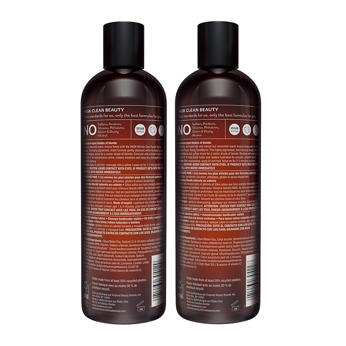 HASK BLONDE CARE 1 Shampoo + 1 Conditioner Set for Blonde Hair, Vegan, Color Safe, Gluten-Free, Sulfate-Free