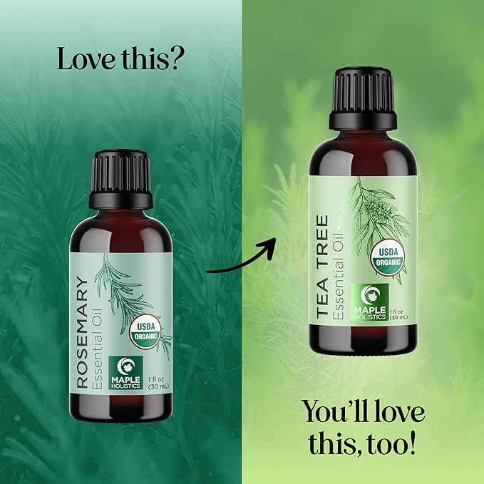 Certified Organic Rosemary Oil for Hair - Pure USDA Organic Rosemary Essential Oil for Hair Skin and Nails Plus Aromatherapy - Organic Hair Oil for Dry Scalp Treatment and Enhanced Volume and Shine