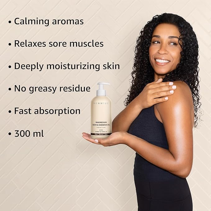 Magnesium InShower Body Conditioner Soft Skin Post Shower Care Moisturizer for Body Legs Bath Oil for Dry Skin Shea Butter Honey Vanilla Self Care Spa Gift