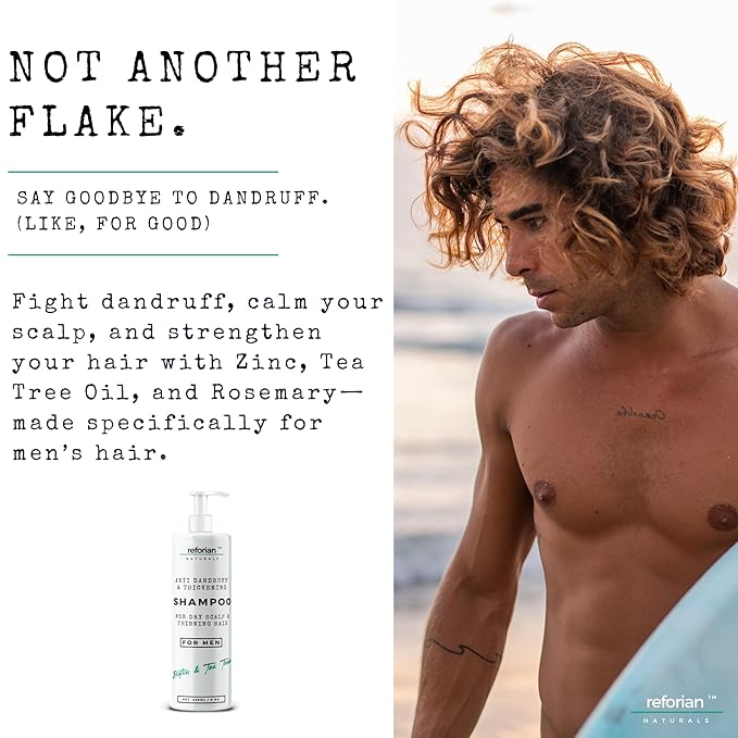 Anti Dandruff Shampoo for Men Tea Tree Oil Shampoo for Dandruff Treatment Natural Zinc Shampoo for Thinning Hair Thickening Shampoo for Men Hair Loss Mens Biotin Shampoo