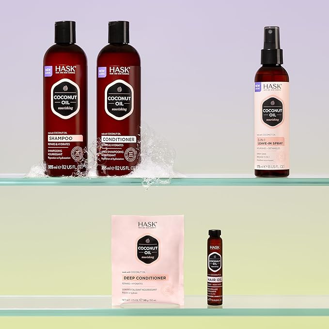 HASK Coconut Nourishing Shampoo + Conditioner Set | For All Hair Types, Sulfate-Free, Paraben-Free, Gluten-Free, Cruelty-Free, Color Safe