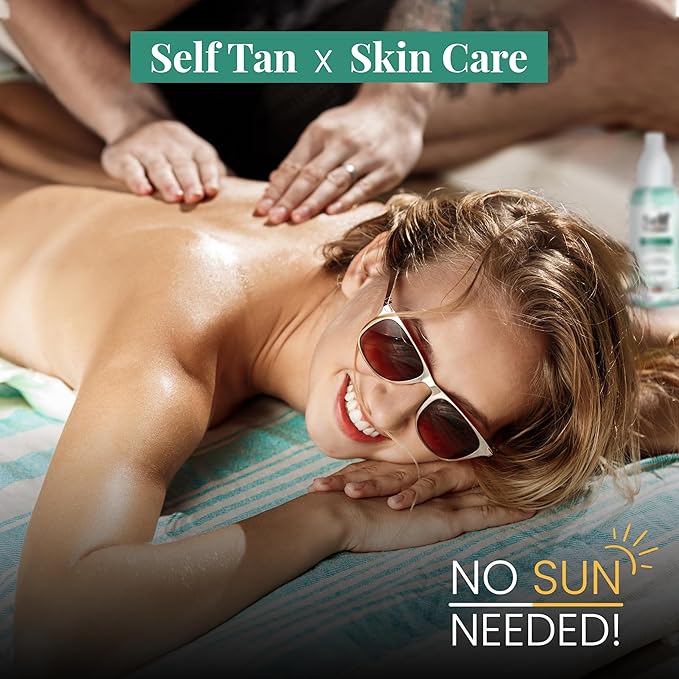 Team Tan Self Tanning Water - Vitamin Infused Self Tanner Mist for Hydrating Face and Body, Sunless Tanning Spray for Fake Tan, No Streaks, Orange Tints or Nasty Smell (Medium)