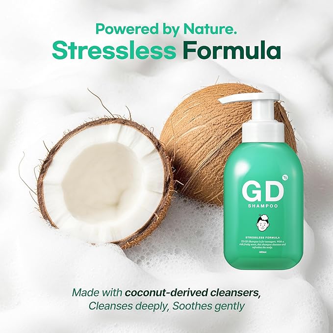 TS GD Shampoo for Teens | Korean Anti-Dandruff for Oily & Itchy Scalp | Fruity Allergy-Free Scent | Sulfate-Free Gentle Hair Care (14.1 Oz) (GD Shampoo for girl)