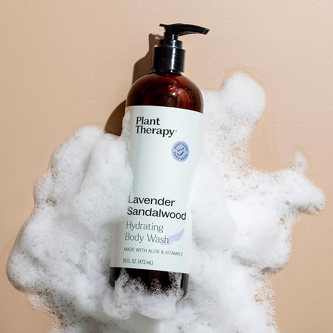 Plant Therapy Lavender Sandalwood Natural Body Wash 16 oz For all Skin Types, Sulfate Free Body Wash, For Men or Women, Relaxing All-Natural Aroma, Lush, Hydrating Lather, Cleanses & Soothes Skin
