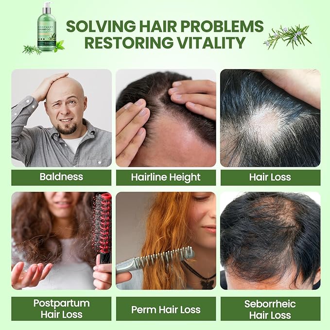 Rosemary Shampoo for Hair Growth: Thickening & Regrowth Formula for Women & Men - Rosemary Mint Strengthening Shampoo with Tea Tree Oil Biotin for Thinning & Loss Hair & Dry Damaged Care