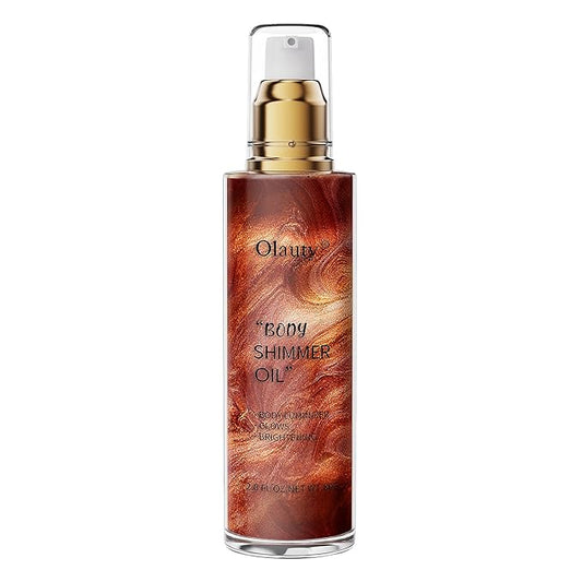 Shimmer Body Oil, Highlighter Makeup Smooth Glitter Glow Golden Brown)