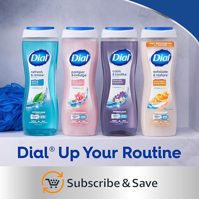 Dial Clean + Gentle Body Wash, Aloe Scent, 16 Fl Oz (Pack of 6)