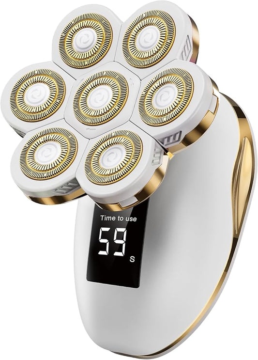 Electric Razors for Women, Wet/Dry 7D Rechargeable Rotary Shaver for Legs, Water Resistant Grooming Kit - Electric Razors for Women, Facial Hair Removal, Bikini Trimmer, Lips - Gentle Hair Remo-Gold