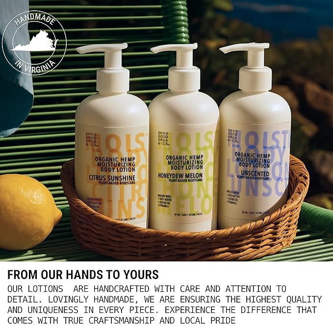 Organic Hemp Moisturizing Body Lotion, Body Lotion for Extremely Dry Skin, Hemp Lotion for Women and Men, Hemp Cream for Hands and Body, Unscented, 16 fl oz.