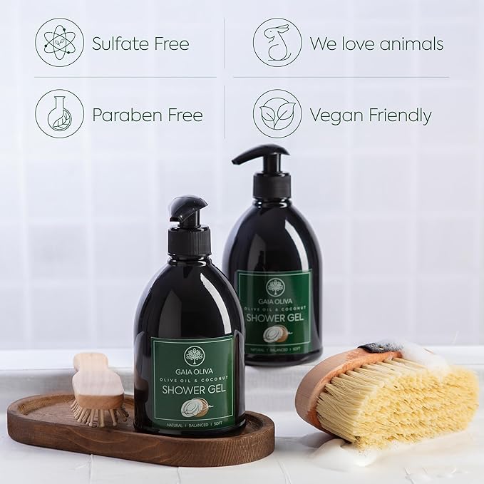 Olive Oil Shower Gel – Natural Body Wash with Coconut, Hydrating, Moisturizing Body Wash for Women & Men, Plant-based Bath & Shower Gel for Dry Skin, 16.9 Fl Oz (Pack Of 1)