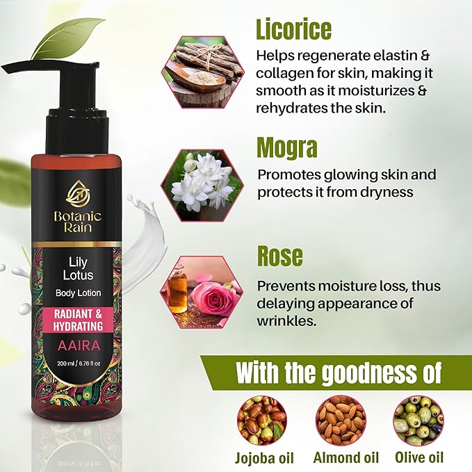 Organic Body Lotion with Lily & Lotus – Deeply Nourishing, Anti-Aging Ayurveda Moisturizer for Dry, Crepey Skin – Natural, Vegan & Ayurvedic – 6.76 fl oz (Pack of 2)