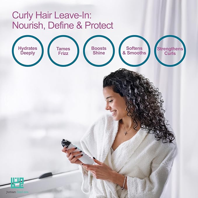 Juman Dead Sea Curly Hair Conditioner | Enriched with Shea & Cocoa Butter | Hydrating Hair Conditioner with Essential Oils | Keeps Long Curly Hair Intact | 13.5 Ounce
