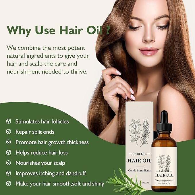 Fari Hair Oil, Botanical Scalp Oil Treatment, Herbal Infused Lightweight Daily Nourishment, All Hair Types, 2 oz (2 PCS)