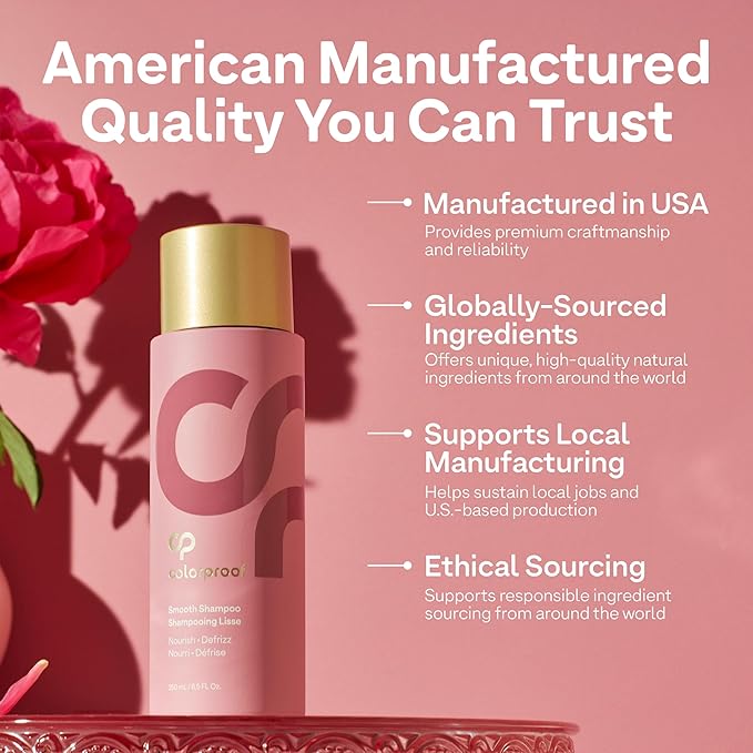 Colorproof Smooth Shampoo 1.7 Fl. Oz. Smoothing Travel Size Anti-Frizz Shampoo with with a Frizz-Fighting, Gentle, Cleansing, Hydrating Color-Protection Formula for Color Treated Hair, White Tea Scent