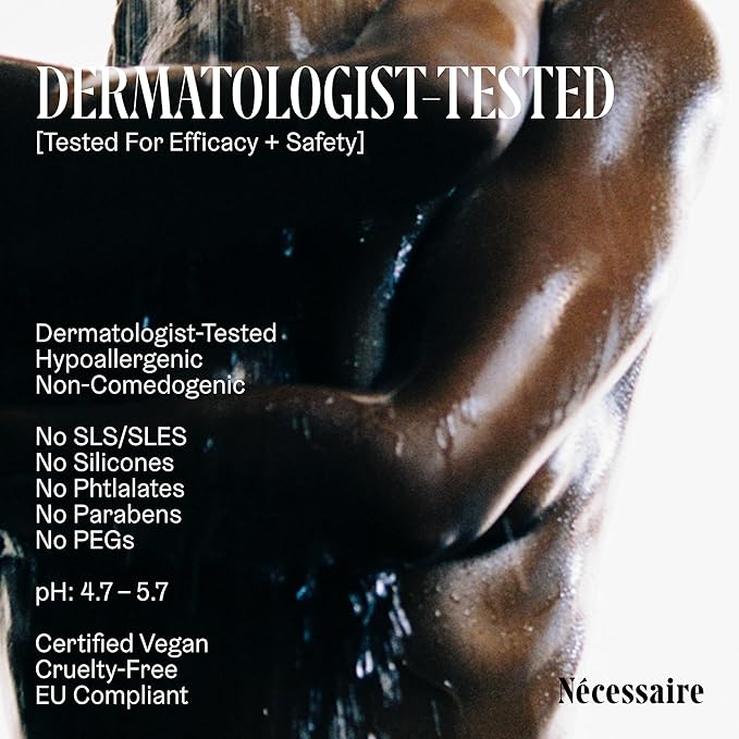 Nécessaire The Body Wash Hinoki. Natural Body Wash for Women & Men, Softening Shower Gel with Gentle Exfoliating Acids AHA/BHA/PHA. Gel Cleanse,16.9 fl oz