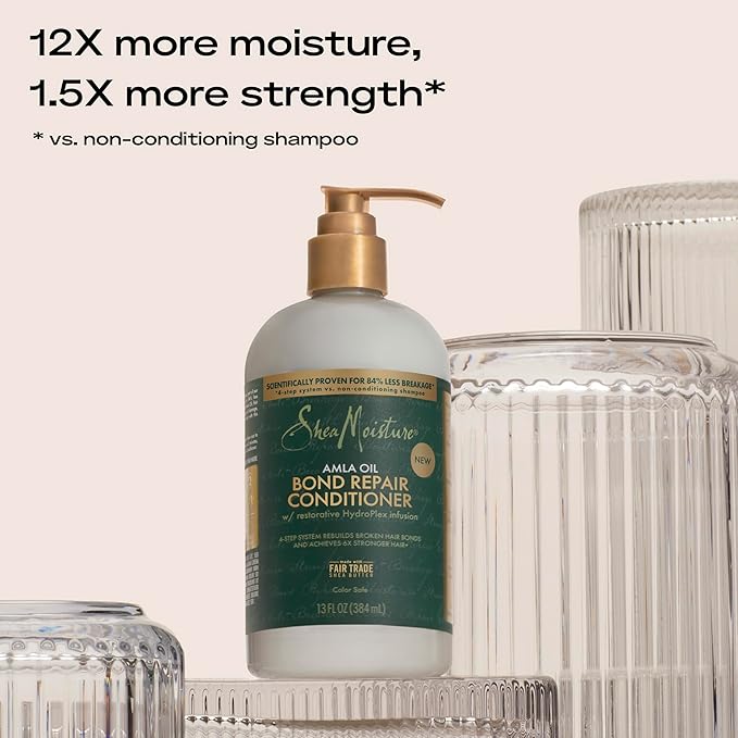 SheaMoisture Bond Repair Shampoo, Conditioner, Leave-In, & Oil 4 Pk Alma Oil to Strengthen Hair with Restorative HydroPlex Infusion