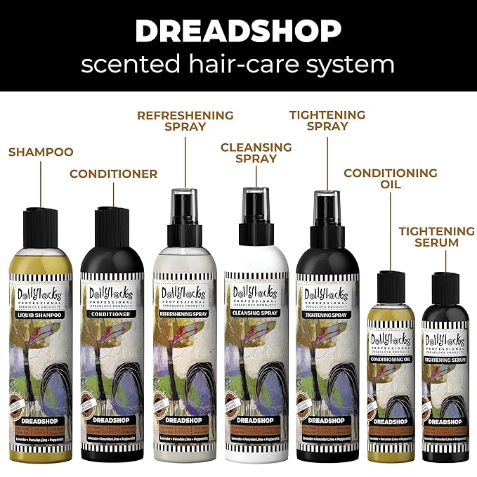 Dollylocks Refreshening Spray - Dreadshop - Plant Based Loc Hair Care Products, Residue-free and Sulfate-free Loc and Scalp Refreshing Spray for Dreadlocks, 8oz