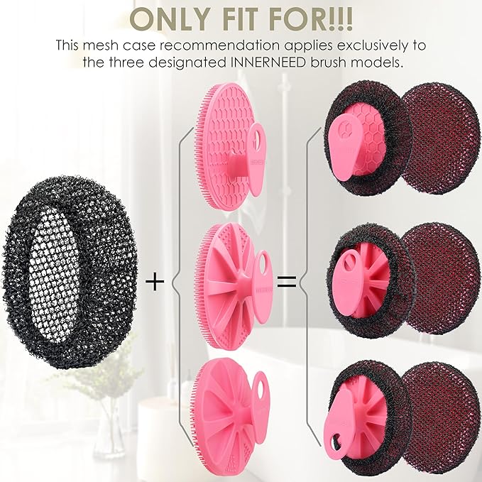 INNERNEED Exfoliating Net Cover Sponge Bath Scrubbing Loofah Rough Washcloth Case 2pcs, Only for INNERNEED Silicone Body Brush (Black Case)