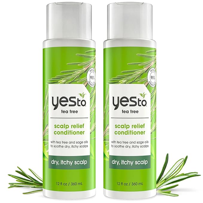 Yes To Tea Tree Scalp Relief Conditioner, Finishing Step To Calm Dry Itchy Scalp, Hydrates & Softens Hair With Long Lasting Moisture, With Tea Tree & Sage Oil, Natural, Cruelty Free, 12 Fl Oz 2PK