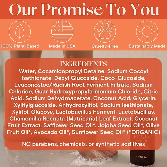 FORIA Everyday Body Wash - Organic, pH-Friendly, Sensitive Skin Safe - 10 Fl Oz