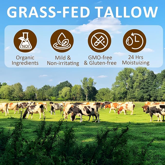 Beef Tallow, Beef Tallow for Skin, Tallow Face Moisturizer, Honey-Flavoured Whipped Tallow Face Cream Moisturizer Beef Tallow Blam Grass Fed Body Lotion Skin Care, 5.3 OZ