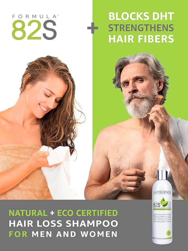 Hair Science Formula 82S | DHT-Blocking Shampoo for Thinning Hair | Featuring Saw Palmetto, Biotin, Panthenol, Keratin, Provitamins, & Amino Acids | Sulfate-Free & Color-Safe | For Men & Women | 12oz