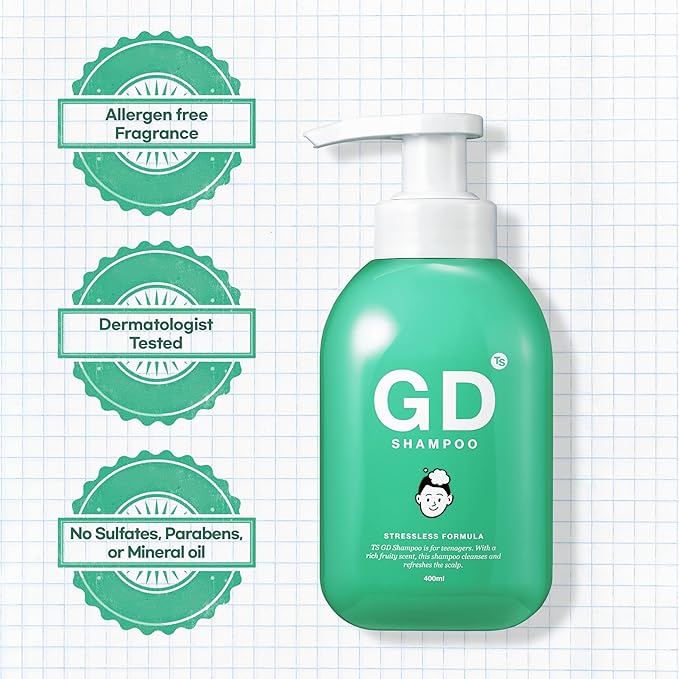 TS GD Shampoo for Teens | Korean Anti-Dandruff for Oily & Itchy Scalp | Fruity Allergy-Free Scent | Sulfate-Free Gentle Hair Care (14.1 Oz) (GD Shampoo for girl)