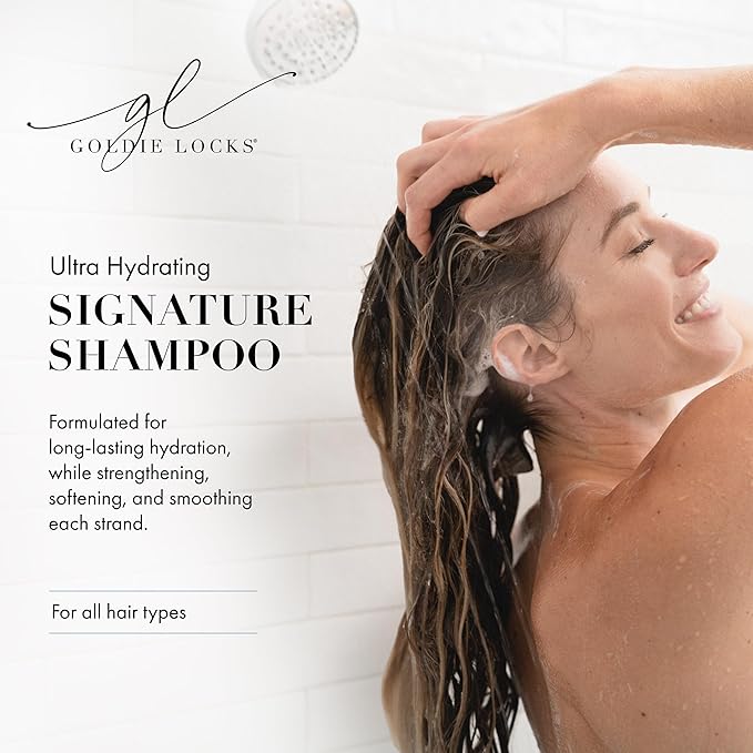 Goldie Locks Ultra Hydrating Signature Shampoo, Safe for Hair Extensions & Colored Hair, Maintains Texture & Shine, Encourages Healthy Hair Growth, Protein-Free, Sulfate-Free, Moisturizing, 33.8 Fl Oz