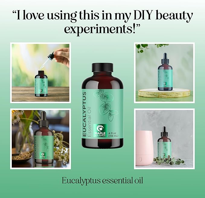 Pure Eucalyptus Essential Oil 4oz Invigorating Home Spa Aromatherapy and Natural Bath Oil - Eucalyptus Oil for Diffuser Dry Scalp Care and DIY Skin Care