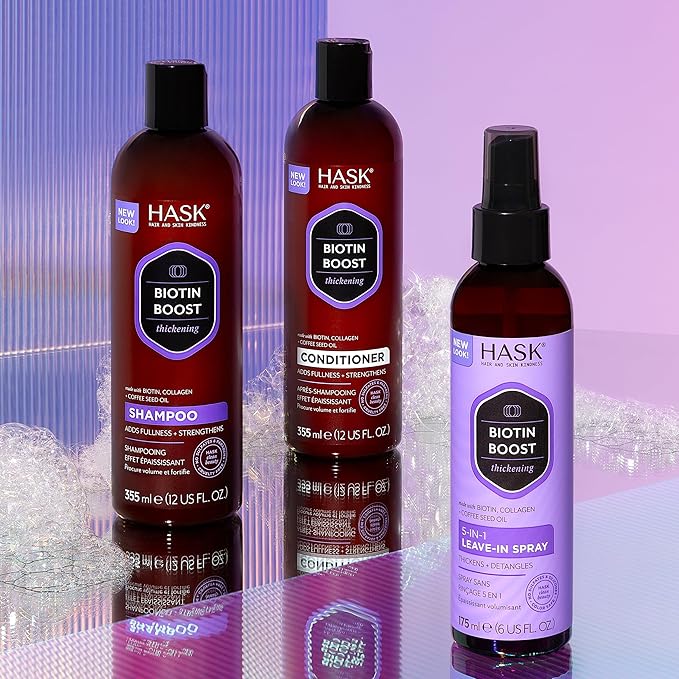 HASK Biotin Boost Thickening Shampoo + Conditioner Set | Adds Fullness, Strengthens, Volumizes, Sulfate-Free, Paraben-Free, Gluten-Free, Color Safe