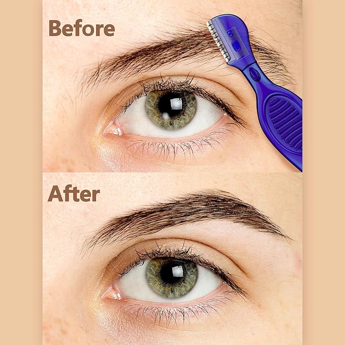 Mudder 28 Pcs Eyebrow Razor Knife Shaver Trimmer Shaver Multipurpose Exfoliating Tool Facial Hair Removal for Women Valentine Gift Giving(Blue,Royal Blue)