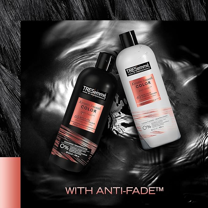 TRESemmé Shampoo and Conditioner, Keratin Smooth Color – Anti-Fade, Anti-Frizz Hair Products for Color-Treated Hair, 28 Oz Ea