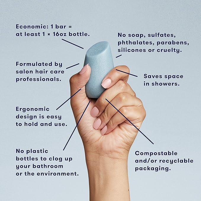 HiBAR - Soothe Shampoo & Conditioner Set - For Dry, Itchy, Flaky Scalps - Improves Scalp Health - Willow Bark Extract & Salicylic Acid - Plastic, Soap, Paraben & Sulfate-Free -Color Safe -2 Solid Bars