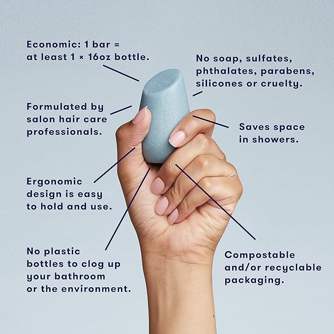 HiBAR - Shampoo & Conditioner Sampler Set - Maintain, Moisturize & Volumize Bars - Travel-Friendly - Salon-Quality Ingredients - Plastic, Soap, Paraben & Sulfate-Free - Color Safe - 6 Mini Solid Bars