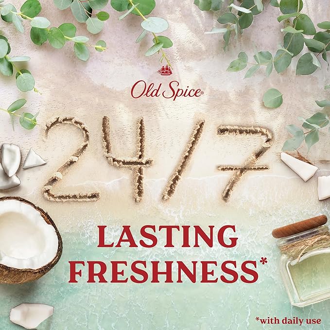 Old Spice GentleMan's Aluminum Free Dry Feel Deodorant for Men, 24/7 Lasting Freshness, Gentle on Skin with Skin Conditioners, Eucalyptus + Coconut Oil Scent, 3.0 oz (Pack of 3)