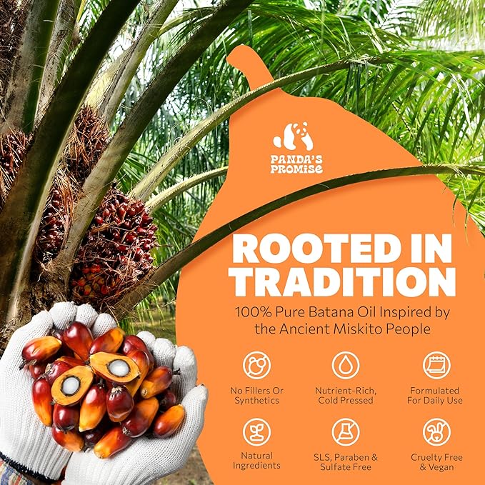 Panda's Promise Batana Oil for Hair Growth with Rosemary Oil, Jojoba Oil & Castor Oil- Natural Dry Scalp Treatment Product for Thinning (2 x 50ML = 100ML)