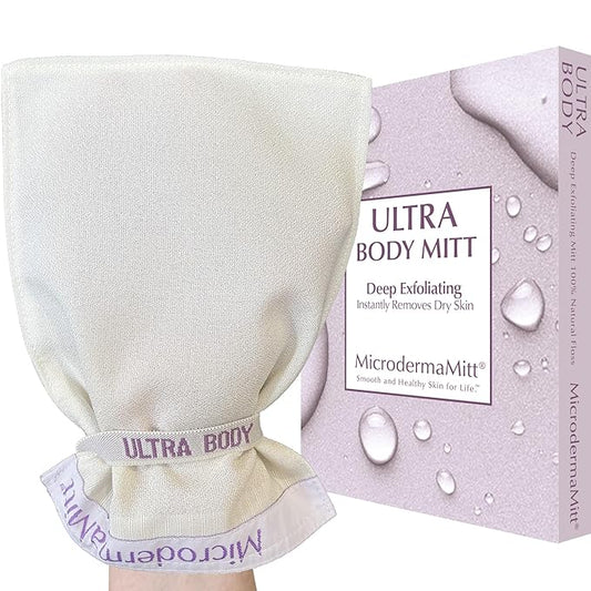 MicrodermaMitt ULTRA Exfoliating Mitt - The Ultimate Deep Exfoliating Body Scrubber Kese Glove – Keratosis Pilaris, Strawberry Skin Treatment, Reduce Ingrown Hair, Turkish Body Scrubber Exfoliator
