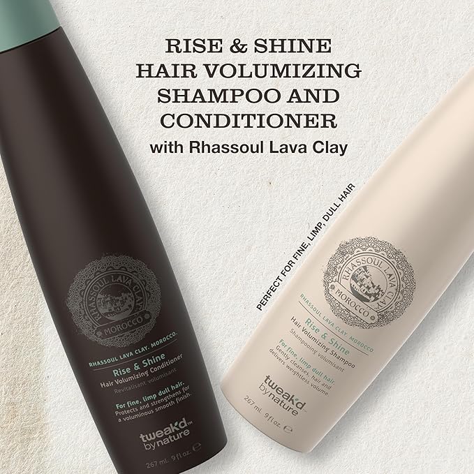 Tweak’d by Nature - Rise & Shine Hair Volumizing and Thickening Shampoo and Conditioner Set for Fine Hair, Paraben and Sulfate Free Shampoo and Conditioner for Oily Hair, Hydrating (2 x 9 ounces)