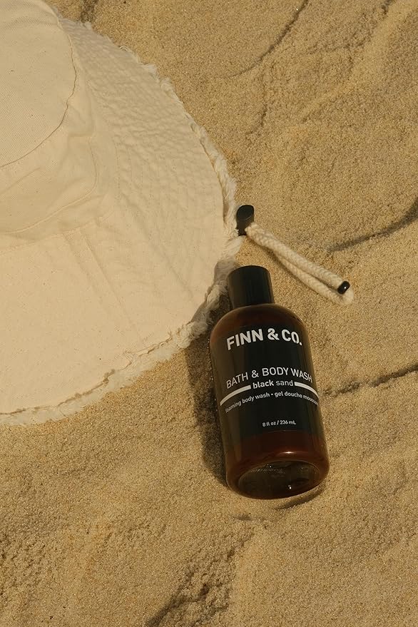 FINN & CO. Black Sand Body Wash - Beach Inspired Scent with Aloe & Green Tea - Gently Cleanses, Soothes & Softens Skin - Cruelty Free Body Cleanser for Men & Women | 8 oz