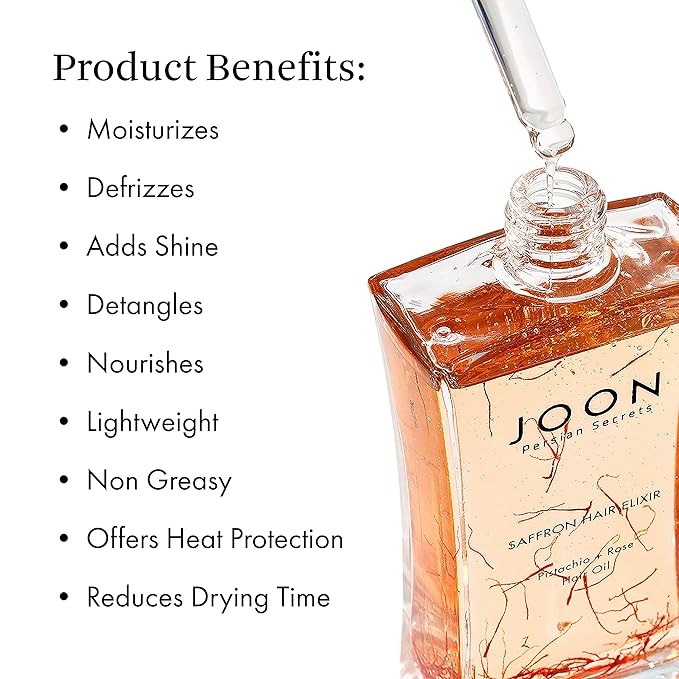 Joon Saffron Hair Elixir Pistachio + Rose Hair Oil, 3.11 Fl. Oz.